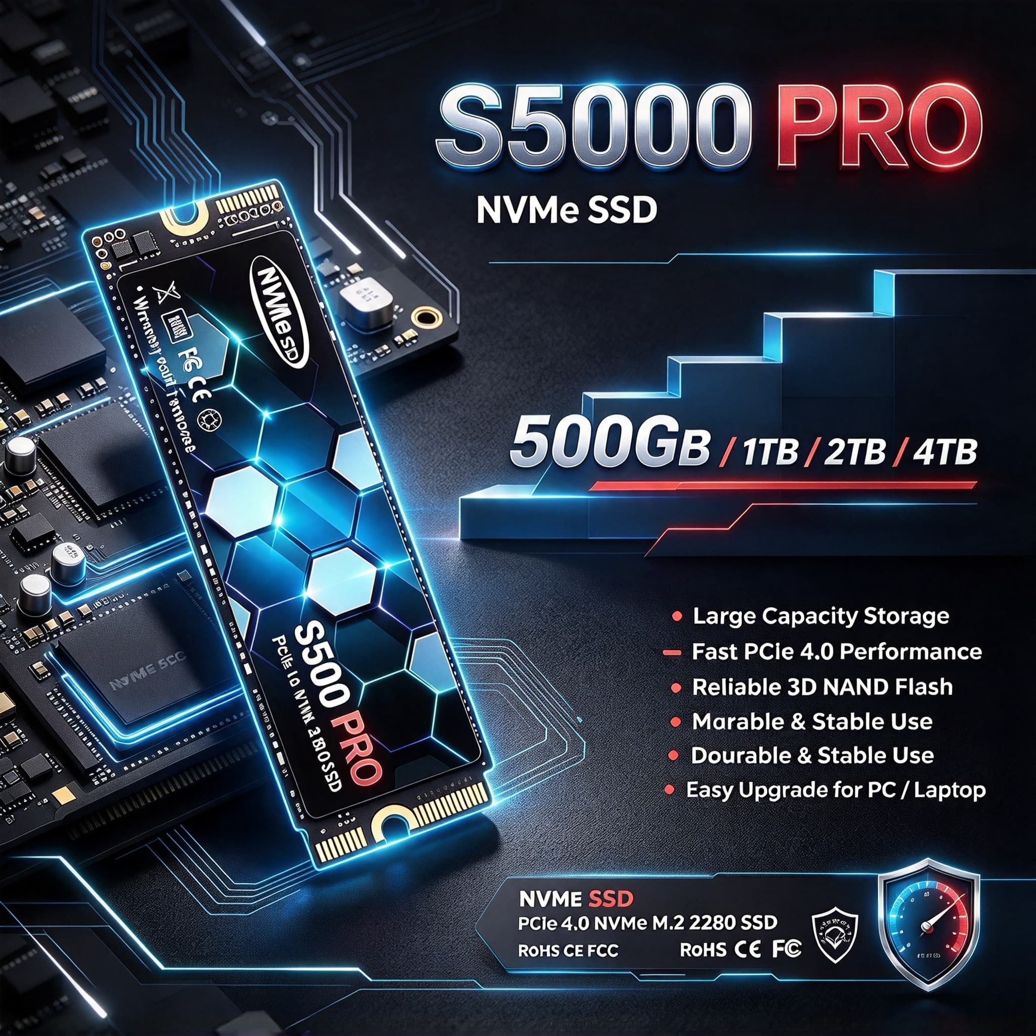 M.2 Nvme 4Tb Pcie 4.0 Ssd - SSD NVMe M.2 PCIe 4.0 S5000